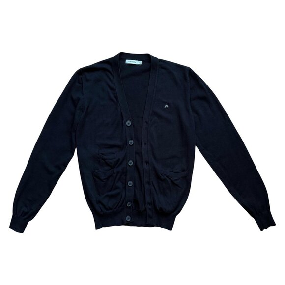 J.Lindeberg Cotton V-Neck Cardigan | Small | Black - Picture 4 of 10